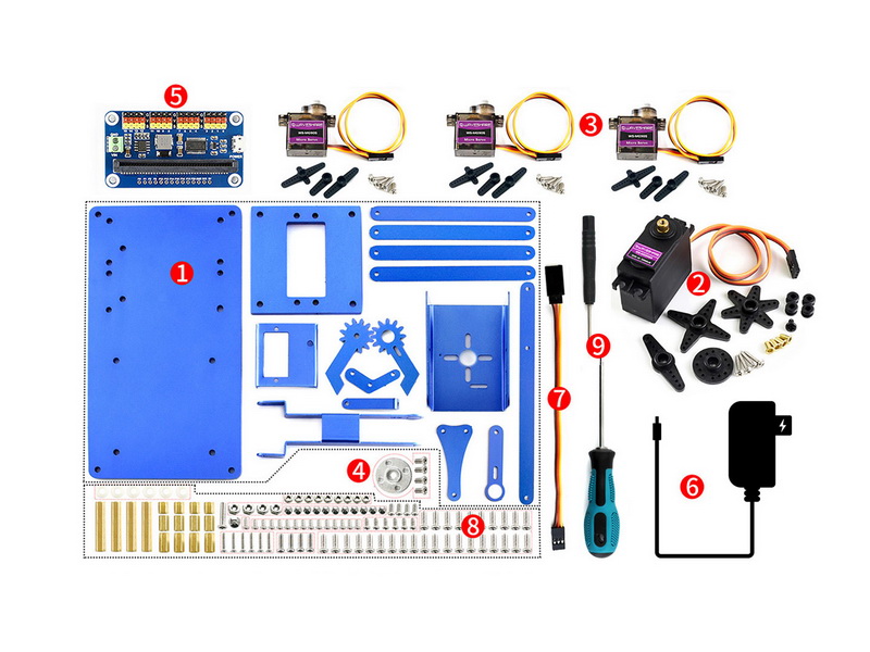 Componentes del Brazo Robótico Metálico para micro:bit